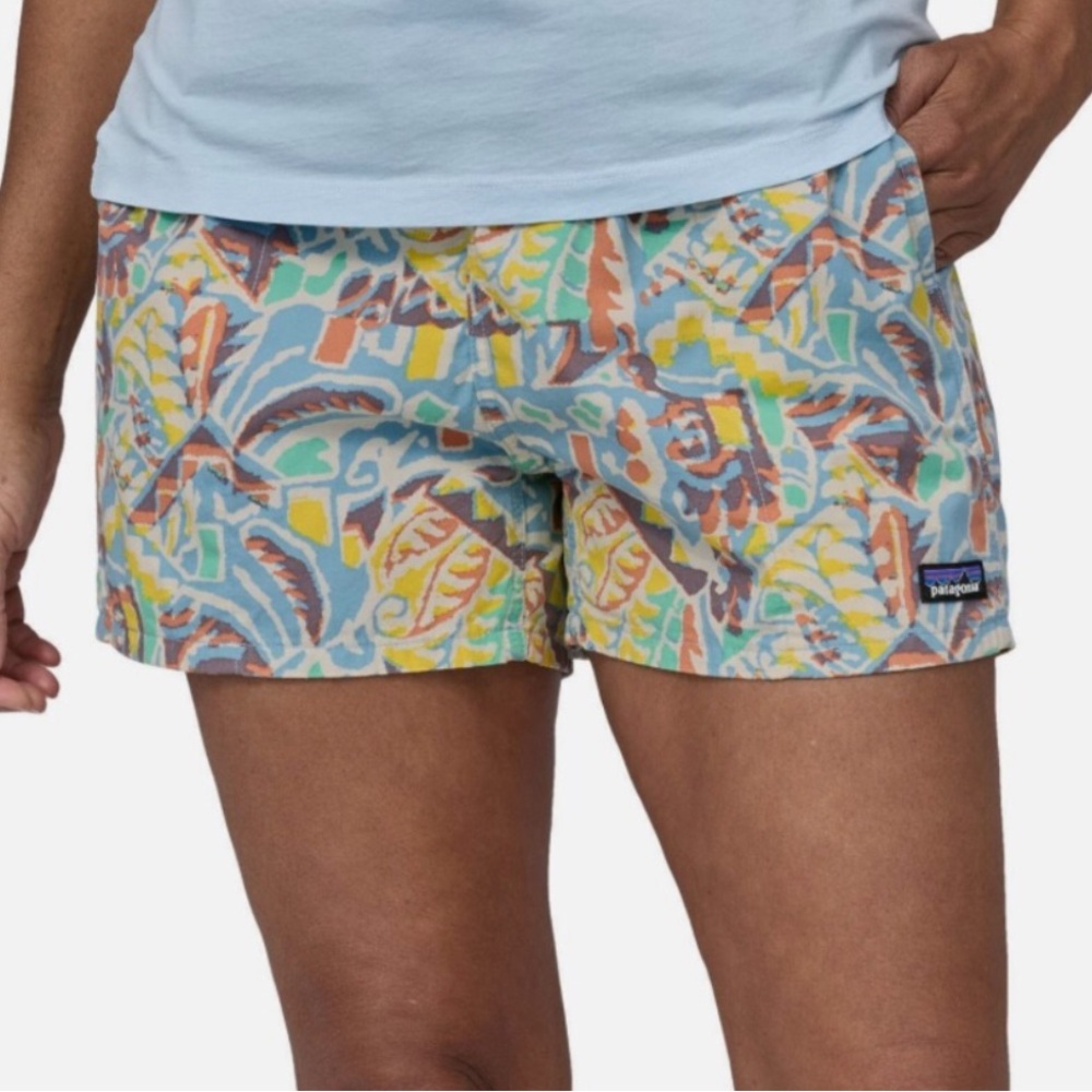 Patagonia Multicolor Printed Women's Shorts — Light Blue Base